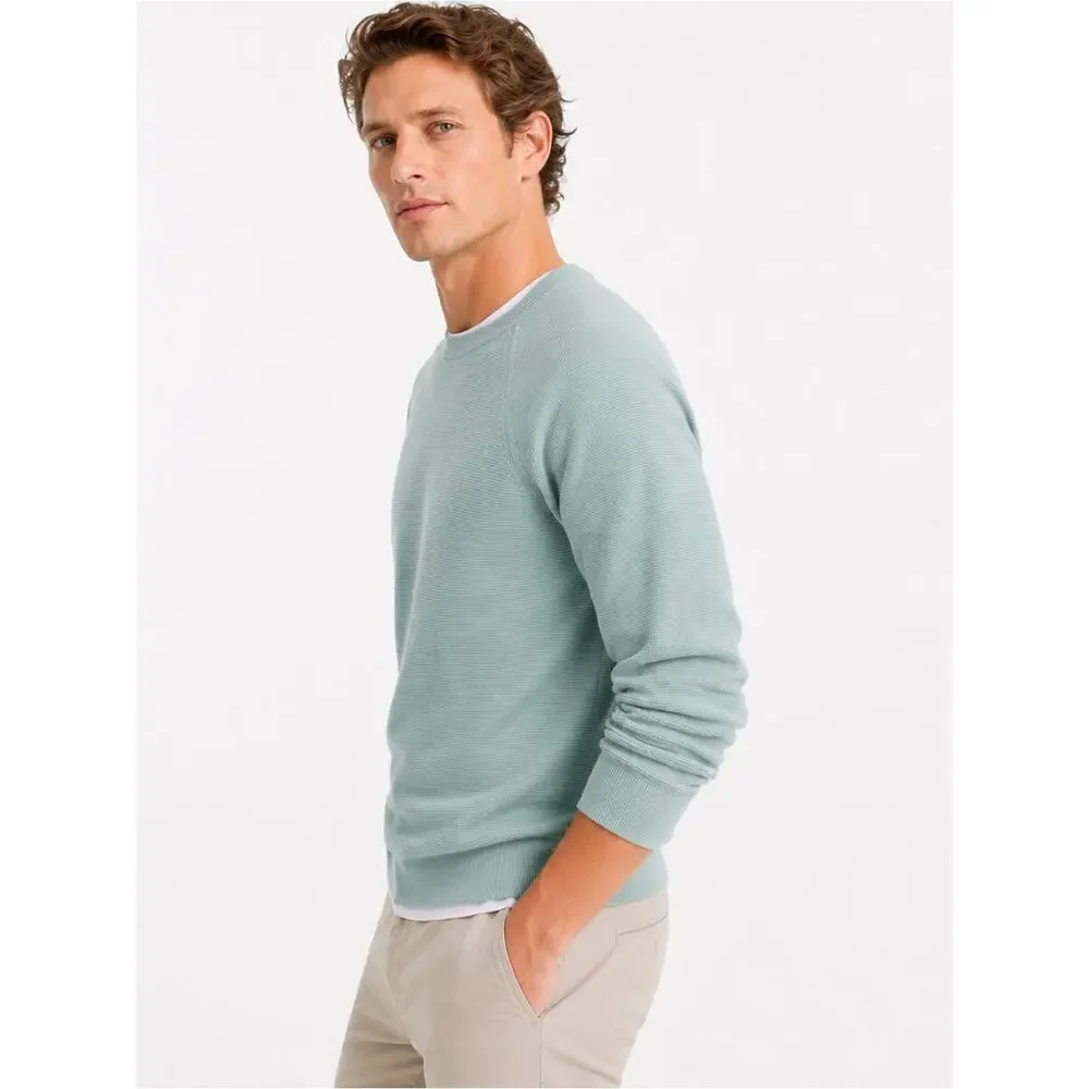 J.Crew Textured Cotton Crewneck Sweater Blue Mist NWT Size Medium Knit Pullover